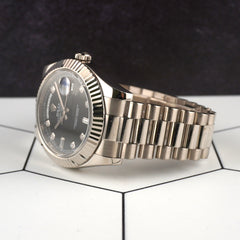Rolex 41mm President Day-Date II White Gold Diamond Dial Mens Watch 218239