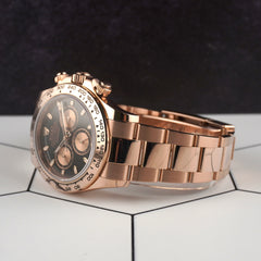 Rolex 40mm Daytona 18K Rose Gold Black Dial Mens Watch 116505