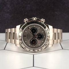 Rolex 40mm Daytona White Gold Silver Dial Mens Watch 116509