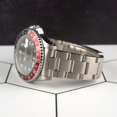 Rolex 40mm GMT MasterII Coke Black/Red Bezel Steel Black Dial Mens Watch 16710