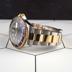 Rolex Submariner Date 40mm 18k Gold & Steel BLUE Dial Oyster Watch 16613 PAPERS