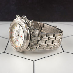 Omega 42mm Seamaster Chronograph 6ct Iced Out White Dial Men's Watch 2598.20