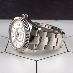 Rolex 42mm Sky-Dweller Silver Dial Steel White Gold Men's Watch 326934