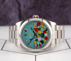 Rolex Oyster Perpetual 36mm Steel Mens Steel Watch Celebration Blue Dial 116000