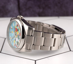 Rolex Oyster Perpetual 36mm Steel Mens Steel Watch Celebration Blue Dial 116000