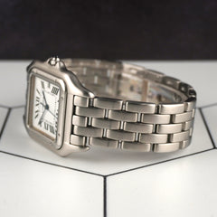 Cartier Panthere Jumbo 29mm Stainless Steel White Dial Mens Watch Ref 1300