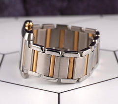 Cartier 28mm Tank Francaise Steel Yellow Gold Silver Dial Mens Watch 2302