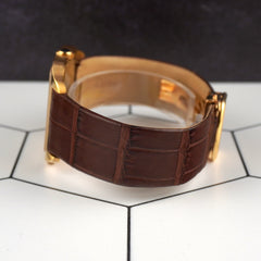Cartier 35mm Santos Dumont 18k Yellow Gold Roman Dial Leather Watch W2006851