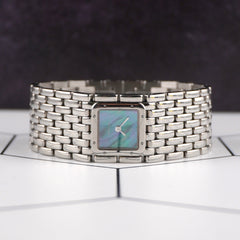 Cartier 21mm Panthere Ruban Mother Of Pearl Dial Quartz Steel Watch 2420