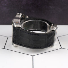 Cartier 38mm Santos 100 Large Steel Silver Dial Leather Band Men's Watch 2656