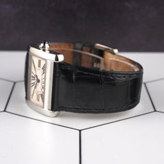 Cartier 32mm x 25mm Tank Divan Silver Dial Black Strap Steel Watch 2599