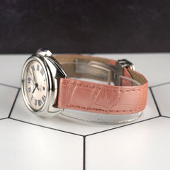 Cartier Cle 31mm Silver Dial Leather Band Automatic Steel Ladies Watch 3867