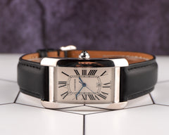 Cartier 26mm Tank Americaine White Gold Large Silver Dial Mens Watch 1741