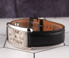 Cartier 26mm Tank Americaine White Gold Large Silver Dial Mens Watch 1741