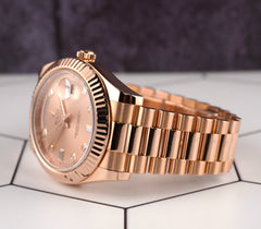 Rolex 41mm President Day-Date II 18K Rose Gold Diamond Mens Watch 218235