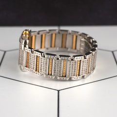 Cartier 25x20mm Tank Silver Dial 4ct Diamond Steel Ladies Watch 2384