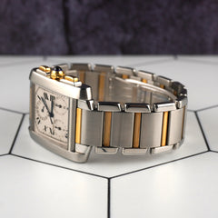 Cartier 37.0x28.0mm Tank Francaise Chronograph Steel Yellow Gold Mens Watch 2303
