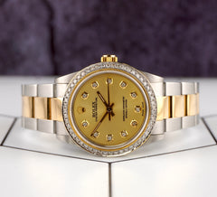 Rolex Oyster Perpetual Ladies 31mm 18k Yellow Gold & Steel 2ct DIAMOND Watch