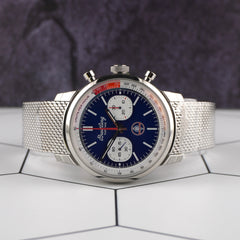 Breitling 41mm Top Time B01 Shelby Cobra Blue Dial Steel Watch AB01763A1C1A1