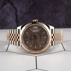 Rolex Datejust 41mm Steel Rose Gold Pink Sundust Dial Jubilee Mens Watch 126331