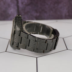 Rolex Oyster Perpetual Milgauss 40mm Black IcedOut 7ct Steel Men's Watch 116400