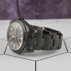 Rolex Oyster Perpetual Milgauss 40mm Black IcedOut 7ct Steel Men's Watch 116400