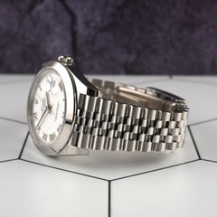Rolex Datejust 41mm White Roman Dial Steel Mens Watch 126300