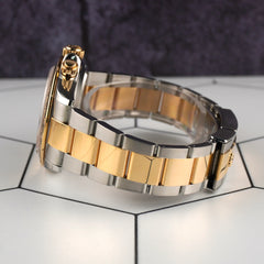 Rolex 40mm Daytona Steel Yellow Gold MOP Diamond Dial Mens Watch 116523