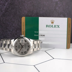 Rolex Datejust Midsize 31mm Silver Roman Dial Steel Ladies Watch 178240