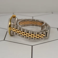 Rolex Ladies Datejust 26mm 18k Gold & Steel Watch 1.5ct Diamonds Blue Dial 69173