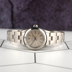 Rolex Oyster Perpetual 25mm Steel Silver Dial Smooth Oyster Watch 76080 Papers