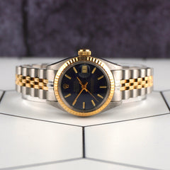 Rolex Datejust 26mm Yellow Gold & Steel Blue Dial Jubilee Watch 6917