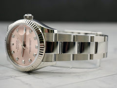 Rolex 31mm Datejust Steel White Gold Diamond Pink Dial Watch 278274