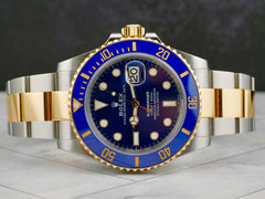 Rolex Submariner 41mm 18K YG Steel Blue Dial Mens Watch Box Card 126613LB
