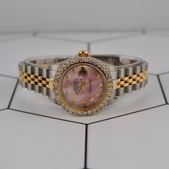 Rolex Ladies Datejust 26mm Yellow Gold and Steel watch front view
