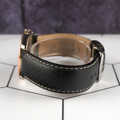 Rolex Cellini 33mm Danaos White Rose Gold Black Strap Mens Watch 4233/9
