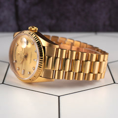 Rolex DAY-DATE 36mm 18K YG President Champagne Diamond Dial Men's Watch 18238