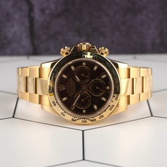 Rolex Daytona 40mm 18K Yellow Gold Black Dial Men's Watch 116508