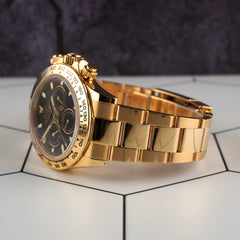 Rolex Daytona 40mm 18K Yellow Gold Black Dial Men's Watch 116508