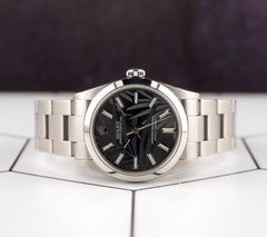 Rolex Oyster Perpetual 31mm Stainless Steel Black Palm Motif Dial Watch Rf 67480