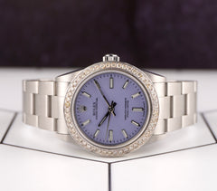 Rolex Oyster Perpetual 31mm 2ct Diamonds Lavender Dial Steel Automatic Watch