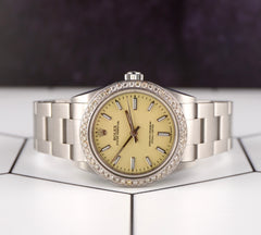 Rolex Oyster Perpetual 31mm 2ct Diamonds Beige Dial Steel Automatic Watch