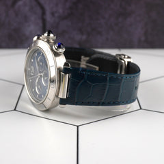 Cartier Pasha 41mm Chronograph Blue Dial Steel Mens Watch 4363/WSPA0039