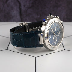 Cartier Pasha 41mm Chronograph Blue Dial Steel Mens Watch 4363/WSPA0039