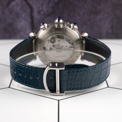Cartier Pasha 41mm Chronograph Blue Dial Steel Mens Watch 4363/WSPA0039