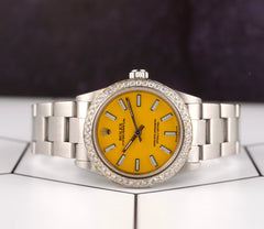 Rolex Oyster Perpetual 31mm 2ct Diamonds Yellow Dial Steel Automatic Watch