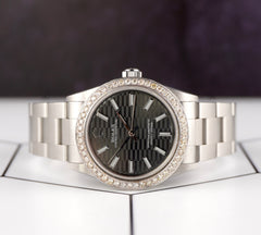 Rolex Oyster Perpetual 31mm 2ct Diamonds Black Motif Dial Automatic Watch