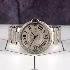 Cartier Ballon Bleu 42mm Automatic Silver Dial Steel Mens Watch 3765/W69012Z4