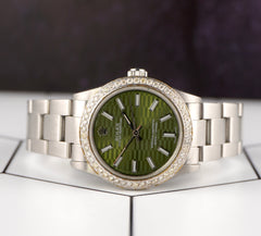 Rolex Oyster Perpetual 31mm 2ct Diamonds Green Motif Dial Automatic Watch