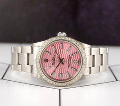 Rolex Oyster Perpetual 31mm 2ct Diamonds Pink Motif Dial Steel Automatic Watch
